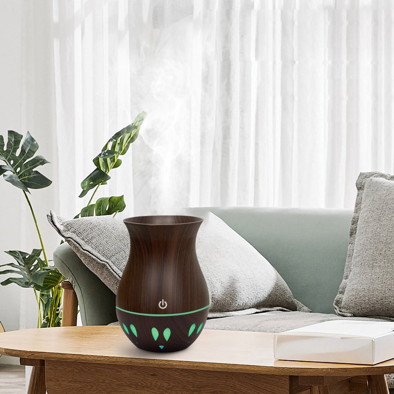 Wood Vase Humidifier - Dark Wood -